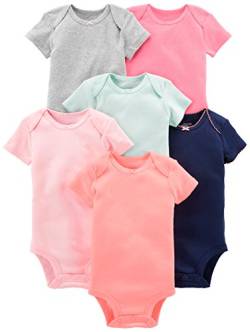 Simple Joys by Carter's Baby Mädchen 6-Pack Short-Sleeve Bodysuit Body, Mehrfarbig/Einheitliche Farben, 0-3 Monate (6er Pack) von Simple Joys by Carter's