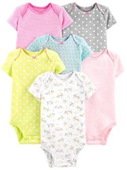 Simple Joys by Carter's Baby Mädchen 6-Pack Short-Sleeve Bodysuit Body, Mehrfarbig/Enten/Floral/Streifen/Tupfen, 0 Monate (6er Pack) von Simple Joys by Carter's