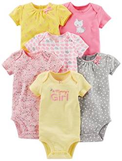 Simple Joys by Carter's Baby Mädchen 6-Pack Short-Sleeve Bodysuit Body, Rosa/Gelb, 0-3 Monate (6er Pack) von Simple Joys by Carter's