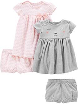 Simple Joys by Carter's Baby Mädchen Short-Sleeve and Sleeveless Dress Sets, Pack of 2 Freizeitkleid, Grau Bärenaufddruck/Rosa Elefanten, 3-6 Monate (2er Pack) von Simple Joys by Carter's