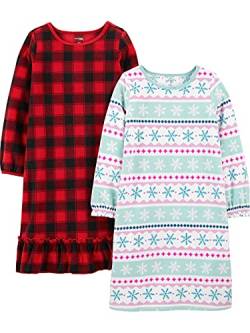 Simple Joys by Carter's Girls 2-Pack Fleece Nightgowns Nachthemd, Buffalo Karos/Norweger, 4-5 Jahre (2er Pack) von Simple Joys by Carter's