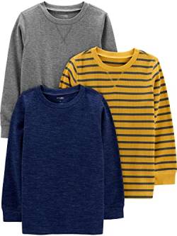Simple Joys by Carter's Jungen 3-Pack Thermal Long Sleeve Shirts Hemd, Gelb Streifen/Grau/Marineblau Heidekraut, 3-6 Monate (3er Pack) von Simple Joys by Carter's