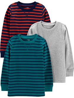 Simple Joys by Carter's Jungen 3-Pack Thermal Long Sleeve T-Shirt-Set, Blaugrün/Grau Meliert/Marineblau Streifen, 2 Jahre (3er Pack) von Simple Joys by Carter's
