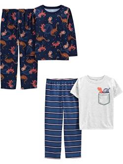 Simple Joys by Carter's Jungen 4-Piece Poly Pajamas Pyjama-Set, Blau/Grau/Dinosaurier, 2 Jahre (2er Pack) von Simple Joys by Carter's