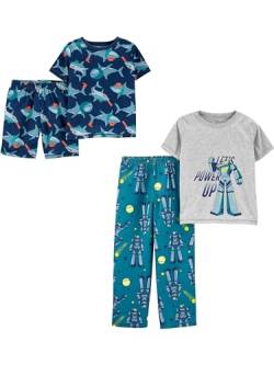 Simple Joys by Carter's Jungen 4-Piece Poly Pajamas Pyjama-Set, Haifisch/Transformers, 5-6 Jahre (2er Pack) von Simple Joys by Carter's