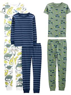 Simple Joys by Carter's Jungen 6-Piece Snug Fit Cotton Pajama Pyjama-Set, Blau/Grün/Dinosaurier, 6 Jahre (3er Pack) von Simple Joys by Carter's