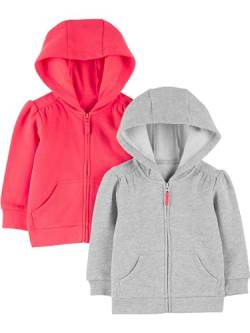 Simple Joys by Carter's Mädchen 2-Pack Fleece Full-Zip Hoodies Kapuzenpullover, Rosa/Grau, 6-9 Monate (2er Pack) von Simple Joys by Carter's