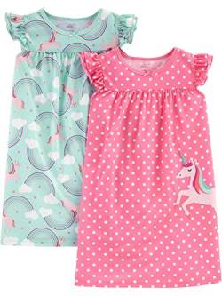 Simple Joys by Carter's Mädchen 2-Pack Nightgowns Nachthemd, Minzgrün Regenbogen/Rosa Tupfen, 2-3 Jahre (2er Pack) von Simple Joys by Carter's