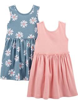 Simple Joys by Carter's Mädchen Short-Sleeve and Sleeveless Dress Sets, Pack of 2 Playwear-Kleid, Rosa/Staubblau Floral, 2 Jahre (2er Pack) von Simple Joys by Carter's