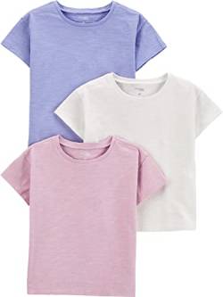 Simple Joys by Carter's Mädchen Short-Sleeve and Tops, Pack of 3 T-Shirt, Lila/Rosé/Weiß, 4-5 Jahre (3er Pack) von Simple Joys by Carter's