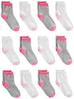 Simple Joys by Carter's Unisex 12-Pack Crew Infant-and-Toddler-Socks, Grau/Rosa/Weiß, 4-5 Jahre (12er Pack) von Simple Joys by Carter's