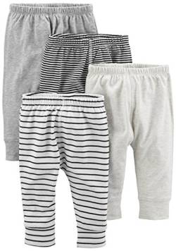 Simple Joys by Carter's Unisex-Baby 4-Pack Neutral Infant-and-Toddler-Pants, Grau/Hellgrau/Schwarz Ministreifen/Weiß Streifen, Frühchen (4er Pack) von Simple Joys by Carter's