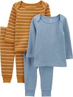 Simple Joys by Carter's Unisex Baby 4-Teiliges Strukturiertes Set, 2er-Pack, Gold/Blau, 6-9 Monate von Simple Joys by Carter's