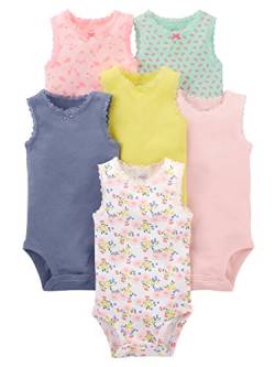 Simple Joys by Carter's Unisex Baby 6-Pack Sleevless Infant-and-Toddler-Bodysuits, Mehrfarbig/Floral/Früchte/Waldtiere, Frühchen (6er Pack) von Simple Joys by Carter's