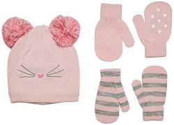 Simple Joys by Carter's Unisex-Baby Hat and Mitten Set Winter-Hut, Grau Streifen/Rosa/Herzen, 12-24 Monate von Simple Joys by Carter's