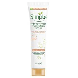 Simple Protect 'N' Glow LSF 30 For Glowing Skin Triple Protection Moisturizer Non-Chalky Vitamin C Gesichtscreme, 40 ml von Simple