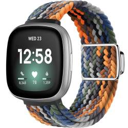 SimpleThings kompatibel mit Fitbit Versa 3/ Versa 4/ Fitbit Sense/Sense 2 Armband, Verstellbare Dehnbare Nylon Sportschlaufe mit Magnetverschluss für Männer Frauen (Tarnung) von SimpleThings