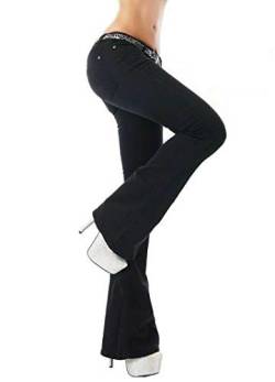 Simply Chic Damen Jeans mit Stiefelschnitt, Stretch, klassisch, Bootcut-Jeanshose, Schwarz Gr. 40, Schwarz von Simply Chic