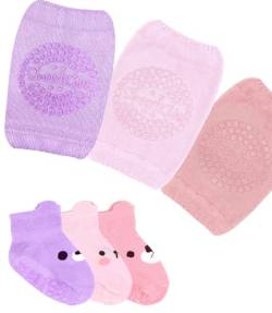 Stoppersocken Baby und Knieschoner Baby Krabbeln (3 paars) Antirutschsocken Baby Socken 6-12 Monate Abs Anti Rutsch Socken Kind 12-18 (Mädchen) von Simply Kids