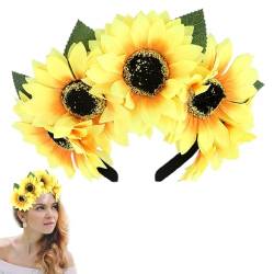 Haarreif mit Sonnenblumen Blumen Haarband Stirnband Kopfbedeckung für Fasching Karneval Party Kostüm Zubehör von Simsky