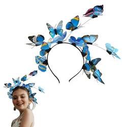 Schmetterling Haarreif, Schmetterlings-Fascinator Stirnbänder, Schmetterling Kopfschmuck, Haarreifen Schmetterling, Rollenspiel - schmetterling haarreifAbmessungen: 23 x 21 cm (Blau) von Simsky