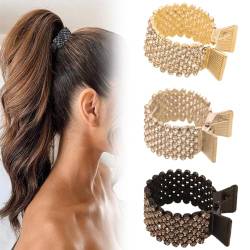 Simsky 3 Stück Strass Pferdeschwanz Schnalle Metall Haarspangen Haarspangen für Frauen, Werten Sie Ihre Frisur mit stilvollen Strass-Haarspangen auf von Simsky
