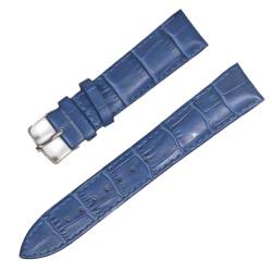Leder-Uhrenarmbänder, 18mm, 20mm, 22mm, 24mm, Uhrenarmband, Stahl-Dornschließe, Handgelenk-Gürtel-Armband, Blau Silber, 24mm von SinSed