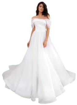 Schulterfreies Tüll-Abschlussballkleid Quinceañera-Kleid A-Linie Langes Ballkleid Puffy Hochzeitskleider von Sincemeet