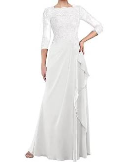 Sincemeet Kleider für die Brautmutter aus Spitze Elegant Cocktailkleid für die Hochzeit Chiffon formelles Abendkleid mit Rüschen von Sincemeet