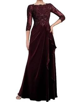 Sincemeet Kleider für die Brautmutter aus Spitze Elegant Cocktailkleid für die Hochzeit Chiffon formelles Abendkleid mit Rüschen von Sincemeet