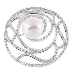 Elegante Brosche für Frauen Swarovski Kristalle und Perlen natürliches Perlmutt von Sincera