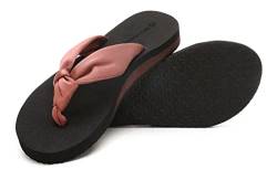 SincereWay Damen Sommer Zehentrenner Stretch Stoff Riemen Sandalen Rutschfest Flip-Flops Mit Fußgewölbestütze(WineRed,36) von SincereWay