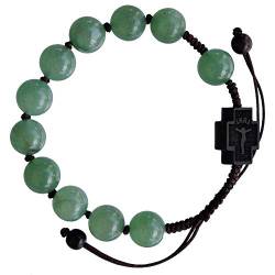 Rosenkranz-Armband, grüner Jade- und Jujubeholz, verstellbar, 10 mm von Sine Cera