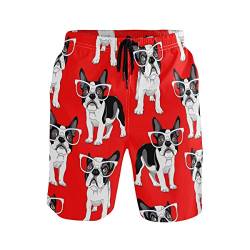 Sinestour Herren Badehose Cartoon Französische Bulldogge Badeshorts Strandshorts Gr. XXL, mehrfarbig von Sinestour