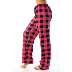 Singular-Point Pyjamahose Damen lang kariert Schlafhose Schlafanzughosen für Damen Fleece Pyjama Hosen Nachtwäsche Freizeithose mit Taschen Pyjamahose Weihnachten,Wine,S von Singular-Point