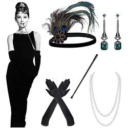 Sinoeem 1920s Accessoires Set Damen Retro Stil und Herren Accessoires Mafia Gatsby Kostüm Set für Abschlussball Event Weihnachten Party der 1920s Jahre Gatsby Art Deco Flapper Party von Sinoeem