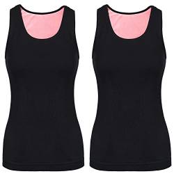 2 Stück Damen Innenfleece Tank Tops Ärmellos Thermounterwäsche Thermo Unterhemd Baumwolle Thermo Shirts (Schwarz, M) von Sintege