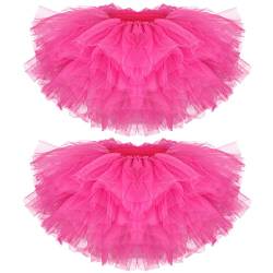 2 Tutu Rock 5 Schicht Tutu Tüllrock für Damen Erwachsene Klassisch Elastisch Kurz Rock 80er Halloween Tutu Rock (Rosarot) von Sintege