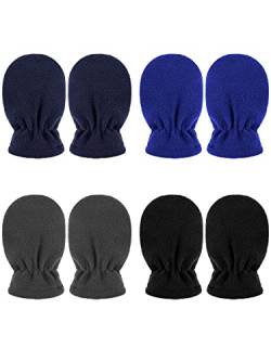 Sintege 4 Paar Baby Fäustlinge Fleece Baby Handschuhe Warme Neugeborene Fäustlinge (Schwarz, Marineblau, Blau, Grau, 0-6 Monate) von Sintege