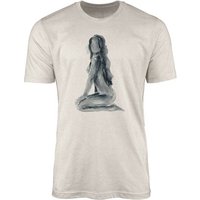 Sinus Art T-Shirt Herren Shirt 100% gekämmte Bio-Baumwolle T-Shirt Aquarell junge Frau Motiv Nachhaltig Ökomode aus e (1-tlg) von Sinus Art