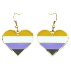 Nonbinary Pride Heart Shape Dangle Ohrringe Gay & Lesbian LGBT Pride Geschenke Rainbow Schmuck von Sinwinkori