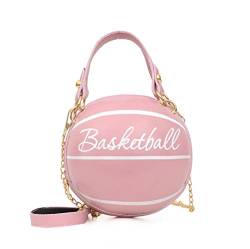 Ball geformte Schulter Umhängetasche Geldbörse Tasche Mini Cross Body PU Handtasche verstellbarer Riemen für Frauen Mädchen (Pink/Basketball) von Sinye