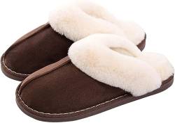 Kemosen Damen Hausschuhe Herren Pantoffeln Winter Warme Weiche Slippers Plüsch Flauschige Flache Schuhe,Kaffee,46/47 EU von Sisttke