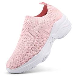 Sisttke Damen Slip On Sneakers Walkingschuhe Leichte Freizeitschuhe Outdoor Bequem Turnschuhe Trainer Outdoor, Pink 1, 40 EU von Sisttke