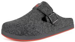 Sisttke Hausschuhe für Damen Herren Unisex Filz-Pantoffeln Slipper Winter Warme Pantoletten Slip on Slipper für Indoor Outdoor mit rutschfest Gummisohle,Grau,36 EU von Sisttke