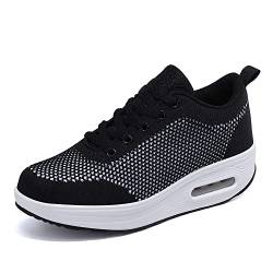 Sisttke Sneaker Damen Outdoor Leicht Atmungsaktive Plateau Turnschuhe Freizeitschuhe Sportschuhe Mesh Laufschuhe Straßenlaufschuhe,Schwarz-1911,36 EU von Sisttke