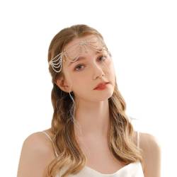 Sither Strass Kopfkette für Frauen Boho Kristall Kopfkette Stirnband Braut Kopfschmuck für Hochzeit Abschlussball Halloween Party Haarschmuck Weihnachtsgeschenk (Stil 5) von Sither