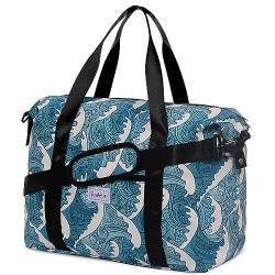 Sivaletis Weekender Bags for Women, Travel Tote Bag Gym Duffel Bag with Toiletry Bag Carry On Bag Overnight Bag with Wet Pocket, Blau von Sivaletis