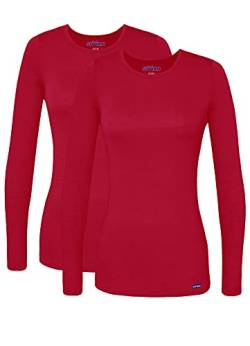 Sivvan 2er Pack Damen Komfort Langarm T-Shirt/Für unter OP Kleidung - S85002 - Red - L von Sivvan