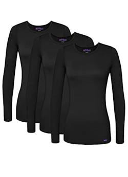 Sivvan 3er Pack Damen Komfort Langarm Mehrfarbiges T-Shirt/Unter OP Kleidung - S85003M - Black - XL von Sivvan